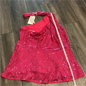 Grace Karin Hot Pink Sequenced Halter Top Size XL (NWOT) thumbnail 5