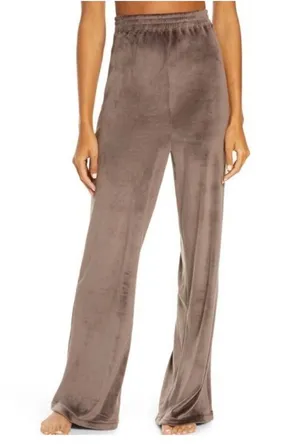 Skims Wide Leg Chocolate Brown Velour Pants Size Large thumbnail 1