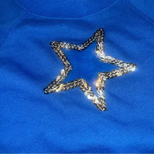 True Vintage OPEN TO SKIN Sexy Star Cutout Blue Sequin Top M thumbnail 4