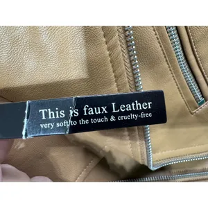 Women's Love Tree Faux Leather Moto Jacket Camel‎ Belted Biker Minimalist S New thumbnail 4