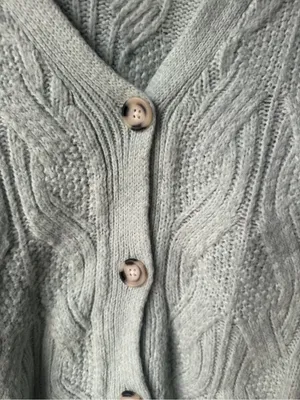 Women’s Cable Knit Cardigan Mint Green Button Front Cozy Cottagecore XS thumbnail 2