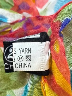 2 chic Floral Lightweight Multicolor Scarf - Blue Yellow Pink Green thumbnail 6