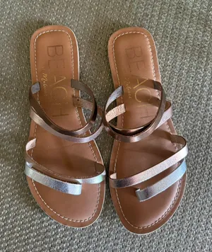 Beach by Matisse Women's Metallic Brown Strappy Slide Sandals thumbnail 1