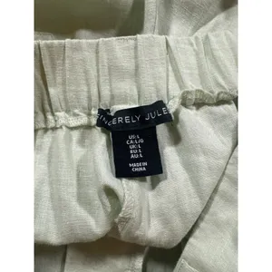 Sincerely Jules Linen Blend Cargo Pants Wide Leg Sage Mist‎ Women's L thumbnail 7