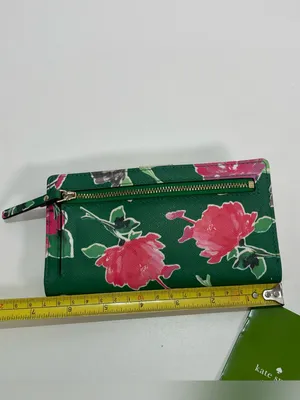 Kate Spade Grant Street Stacy Floral Bloom Green Bi-Fold Organizer Wallet Purse thumbnail 3