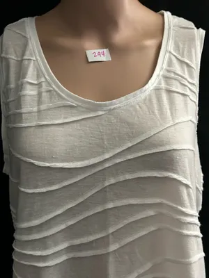 Simply Vera Vera Wang White Sleeveless Wave-Detail Sleeveless Blouse Tank Top LG thumbnail 7
