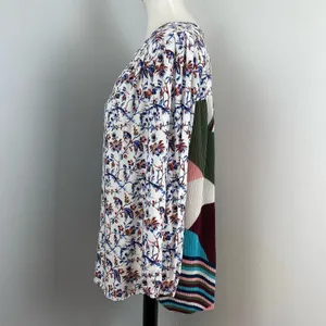 Anthropologie One September Boho Floral Abstract Mixed Media Caia Blouse Medium thumbnail 9