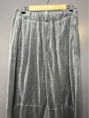 Urban Outfitters Velour Pants Womens Medium Green Jogger Drawstring Relaxed Fit thumbnail 1