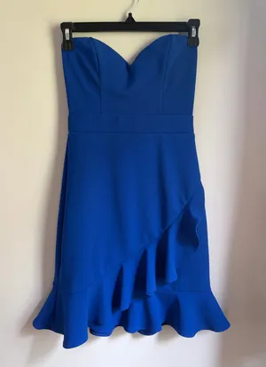 Boutique Cobalt Blue Strapless Homecoming Dress thumbnail 1
