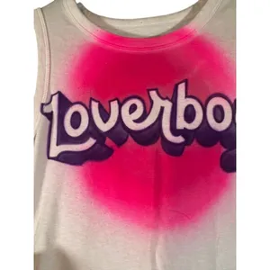 Rachel Zoe White Multicolor Graphic LOVERBOY Crew Neck Tank Top Women Sz S thumbnail 6
