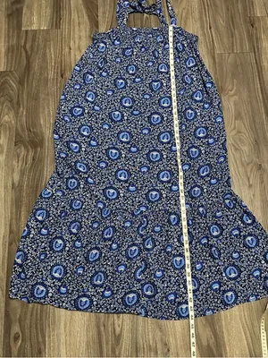 Old Navy Blue Floral Tie-Back Maxi Dress thumbnail 10
