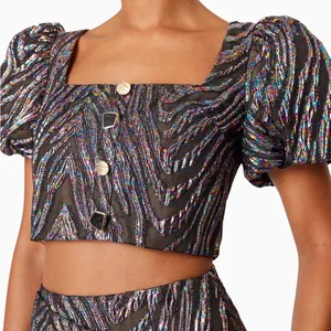 Elliatt Mikayla Crop Top and Maxi Skirt Two Piece Set In Purple Multi Small NWT thumbnail 7