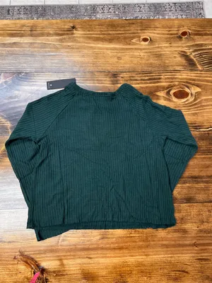 Lulus Dark Green Ribbed Split Neck Long Sleeve Top Size XS NWT thumbnail 6