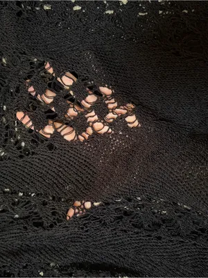 Zara Black Open-Knit Scoop Neck Sweater thumbnail 3