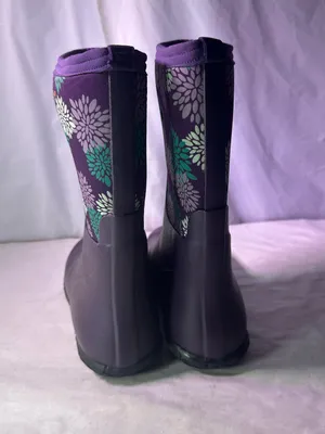 Bogs Purple Floral Waterproof Rain Boots with Teal Accents thumbnail 8