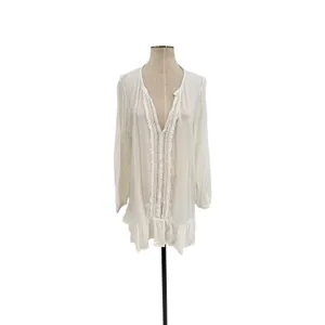 Eberjey Summer of Love Elba‎ Cover Up Dress White Crochet Tunic Size Large thumbnail 3