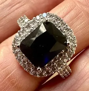 Silver and blue glamorous ring Size 6 thumbnail 1