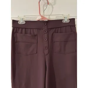 Halara High‎ Waist Wide Leg Trousers Button Front Pockets Plum Purple Career M thumbnail 3