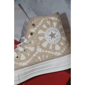 Converse Crochet Off-White & Beige Chuck 70 Hi Sneakers thumbnail 11