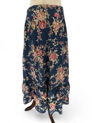 Vintage Lauren Ralph Lauren floral button front maxi skirt with ruffle size 16 thumbnail 3