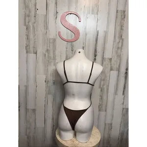 Brown Spaghetti Strap Bodysuit | Sleek Minimal One Piece Size Small thumbnail 4