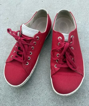 Birkenstock Arran Canvas Lace-Up Sneakers in Red & White Size US 7 thumbnail 1
