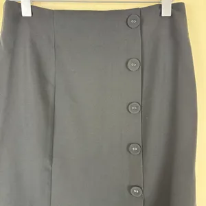 Rene Lion Black Button Front Knee Length Skirt Size Large thumbnail 3