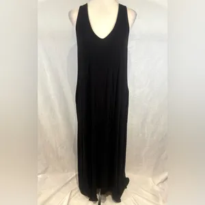 Annabelle Black Casual V-Neck Sleeveless Maxi Dress With Pockets Size Medium thumbnail 4