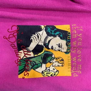 Boys Lie Sweatpants Small It's All Lies Darling Hot Pink Wide Leg Graphic Cherub thumbnail 2