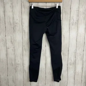 Nike Dri-Fit Black Cropped Mesh Bottom Drawstring Zip Pocket Stretch Leggings thumbnail 2