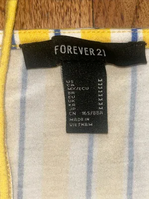 Yellow & White Striped Y2K Button-Front Midi Dress Medium thumbnail 3