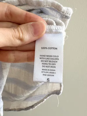 By Together Short Sleeve Button Down Striped Shirt, White/Periwinkle, Size Small thumbnail 12