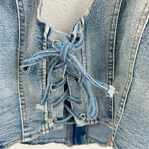 New Pink Denim Halter Top Blue thumbnail 2