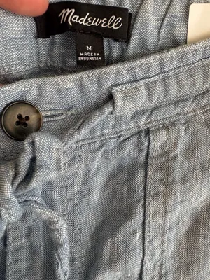 MADEWELL MEDIUM ✨ linen blend tie shorts blue VGUC thumbnail 3