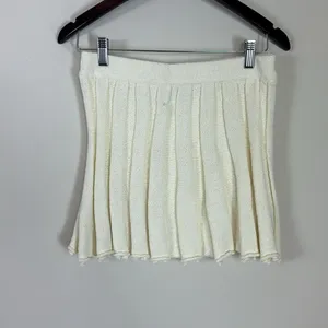 FP Beach Chunky Knit Pleated Skirt‎ Cream Size Medium thumbnail 2