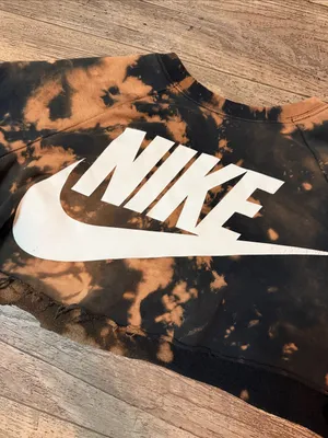 Nike Black & Orange Acid Wash Tie-Dye Cropped Sweatshirt thumbnail 2