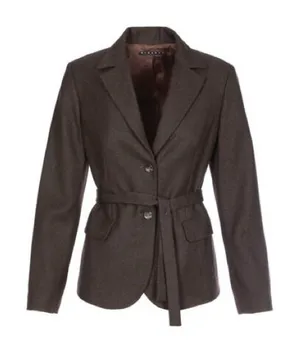 SISLEY brown tweed belted tailored blazer thumbnail 1