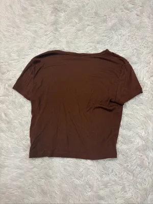Sunday best Brown Scoop Neck Crop Tee thumbnail 2