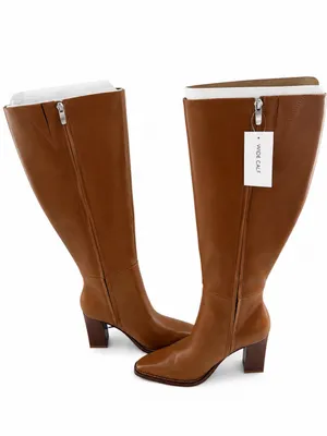Nine west zazz knee high boots dark natural tan size 6 Wide calf thumbnail 2