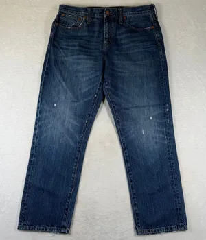 Madewell Straight Leg Crop Jean Blue Medium Wash 100% Cotton Denim E9639 Size 30 thumbnail 1
