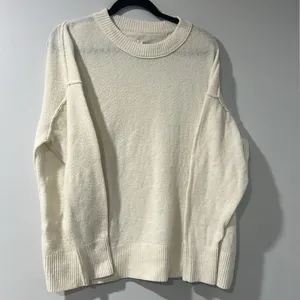 Aerie Women's CozyUp Cream Sweater Size Medium Oversized Crew Neck Soft thumbnail 1