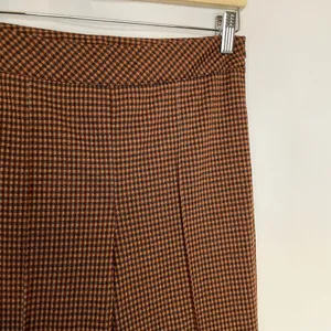 Anthropologie hem & thread orange brown checkered bootcut‎ pants women's size S thumbnail 2