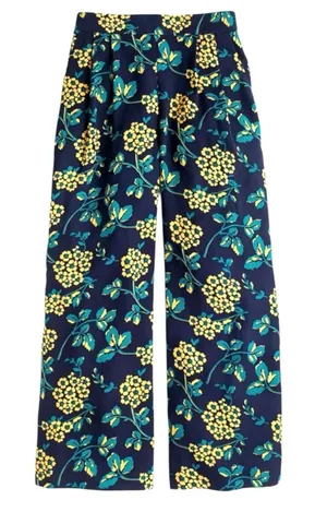 Like New J. Crew Floral Cropped Wide Leg Pants Size Small thumbnail 1