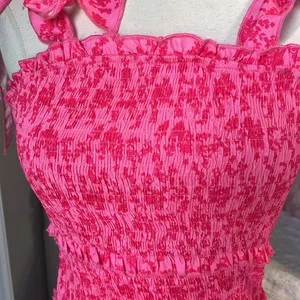 Tube Dress Tiered Form Fitting Pink Floral thumbnail 3