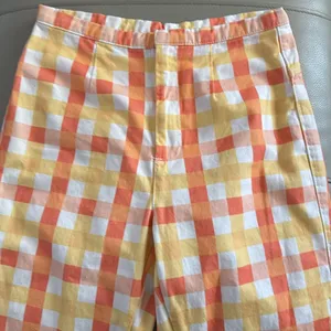 Free People She's All That Plaid High Waist‎ Crop Pants Orange Size 6 Cotton thumbnail 5