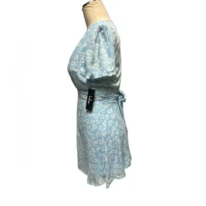 Lulu’s Garden Explorer Light Blue Floral Print Mini Dress XS thumbnail 3