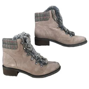 Sam Edelman Boots Women Size 8 Gray Suede Shoes Faux Fur Trim Suede Leather thumbnail 3