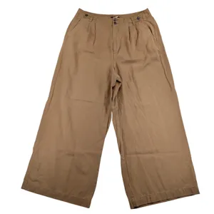 Madewell Harlow‎ Wide Leg Pants Womens 14 Pleated Lyocell Linen Brown NG521 thumbnail 1