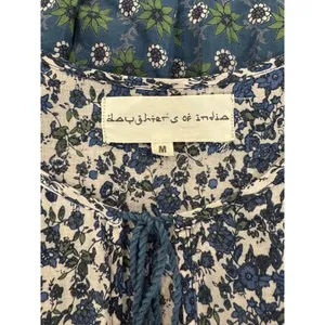 Daughters of India Maxi Dress Blue Floral Ditsy Tiered A Line Flowy Boho Medium thumbnail 4
