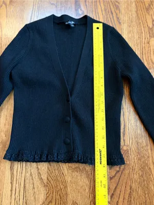 For Love & Lemons Nina Cardigan Black | S | Ribbed Lace Trim Cropped thumbnail 11